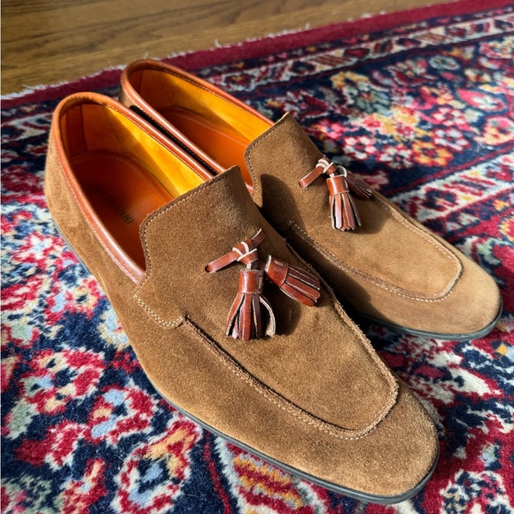 Magnanni Brown Suede Tassel Loafers - Picture 2 of 10
